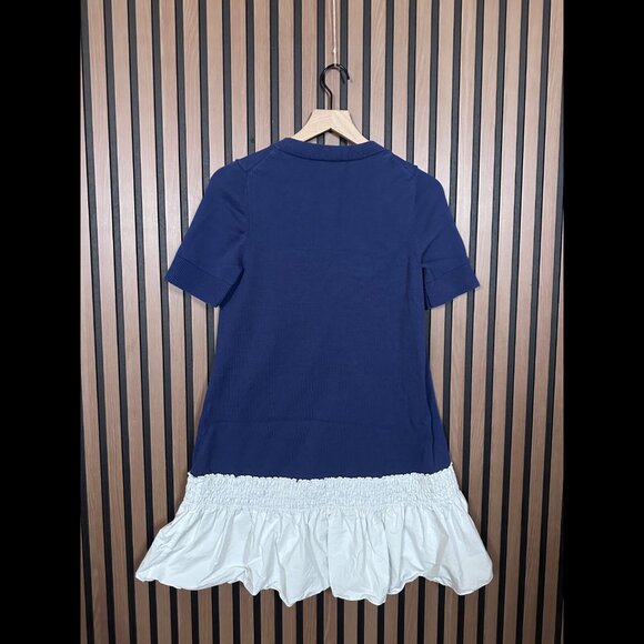 COS Dress XS Womens Blue & White Drop Waist Midi Sheath Knit - Picture 2 of 9